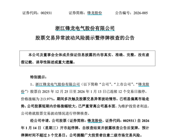 两只大牛股，明起又要停牌了！其中一只已18连板