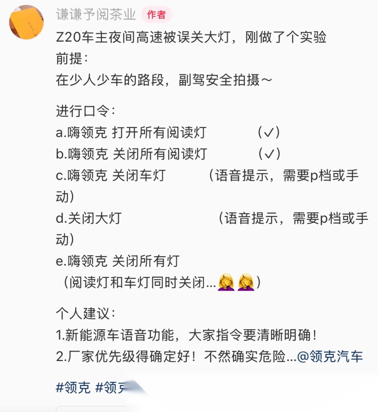领克Z20语音误关大灯酿事故，反思智能汽车“过度创新”，车企高官：技术竞赛重要，但不要太激进｜聚焦“3·15”